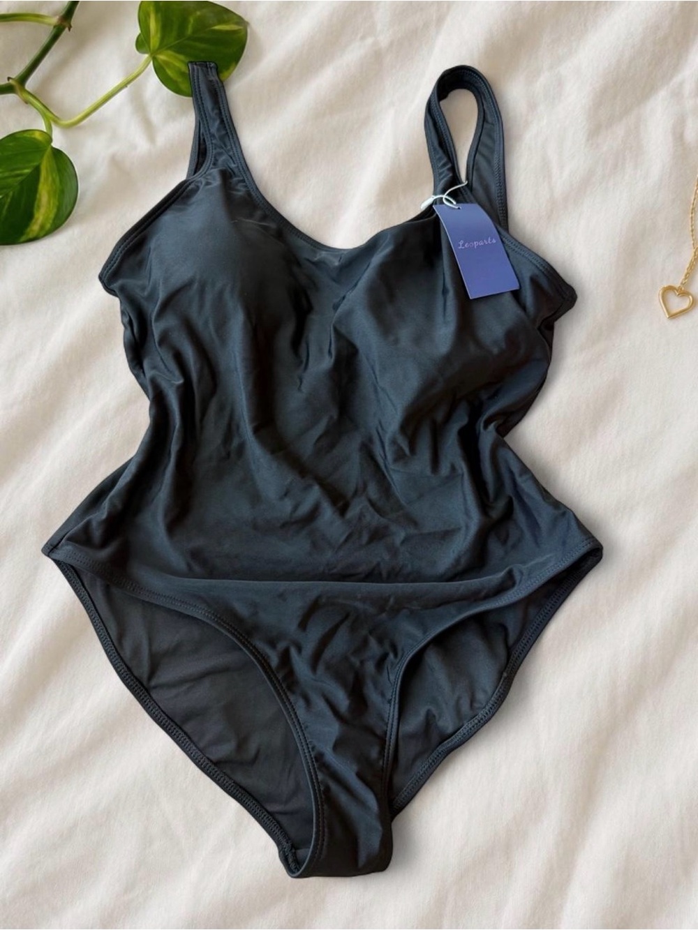 Leoparts Black One-Piece Swimsuit Size Large One Shoulder Cutout NWT